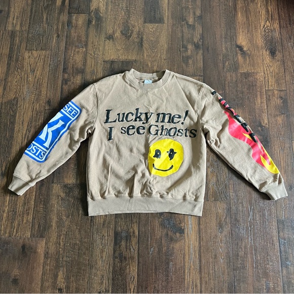 Lucky Me I See Ghosts Smiley Face Kanye West Camp Flog Gnaw Sweatshirt | Medium - Picture 1 of 7